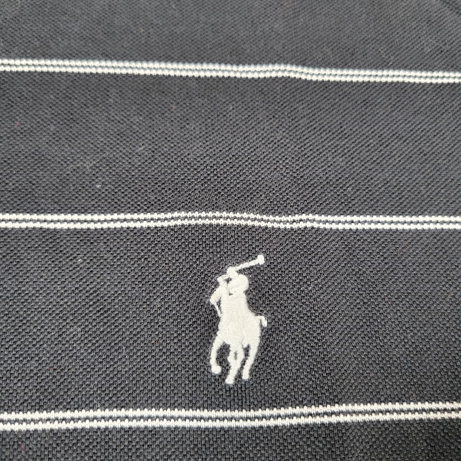 Polo Ralph Lauren Camicia Uomo XL Nero Bianco Righe Pullover Maglia Rugby Pony A4