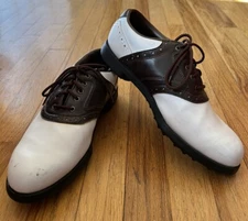 Footjoy Dryjoys White Brown Golf Shoes Mens Sz 8.5 M Excellent Condition