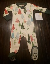 Burt's Bees Snug-fit Whimsical Sleeper Fold-over Cuff 0-3 Months Christmas NWT