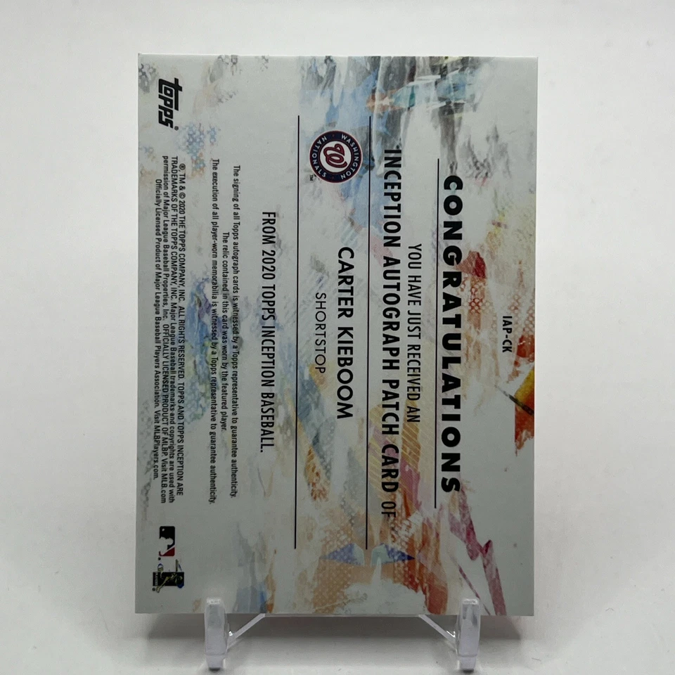2020 Topps Inception RPA Red Carter Kieboom RC Rookie Patch Auto 25/25 Nationals - Image 2 of 2