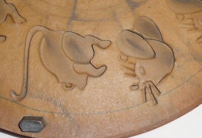 Nice Old Vintage 9  Rubber Spin Casting Jewelry Mold Large 2-Part Mouse Pendant