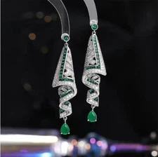  Women Charming Silver Plated Costume Long Symmetrical Dangle Drop Earrings