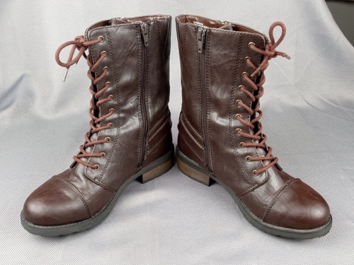 White Mountain Women Shoe Size 7.5 Brown Combat Boot Lace Zipper Casual Formal - Picture 15 of 23