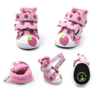 4pcs Cute Strawberry Small Dogs Shoes Chihuahua Dog Boots Teddy Puppy Sneaker