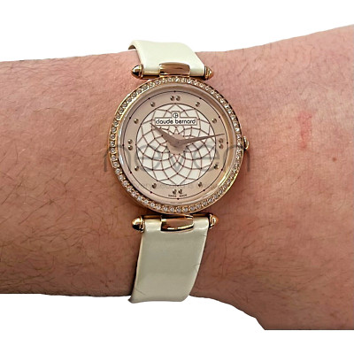 CLAUDE BERNARD - SWISS MADE - DIAMONDS - ROSE GOLD - WHITE STRAP - 3 ATM - Ø34MM