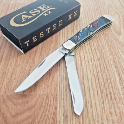 Case XX Trapper Pocket Knife Stainless Steel Blades Cardinla Natural Bone Handle