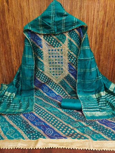 Chanderi Salwar Kameez Dress suit Party Ethnic wea Indian Pakistani new Designer - Picture 3 of 4