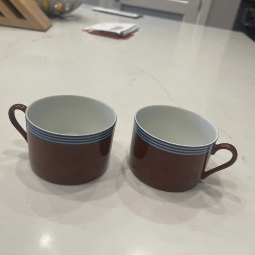 1978 Vintage “Circa” In Glaze Blue FITZ AND FLOYD tea/coffee Cups Set Of 2 EUC