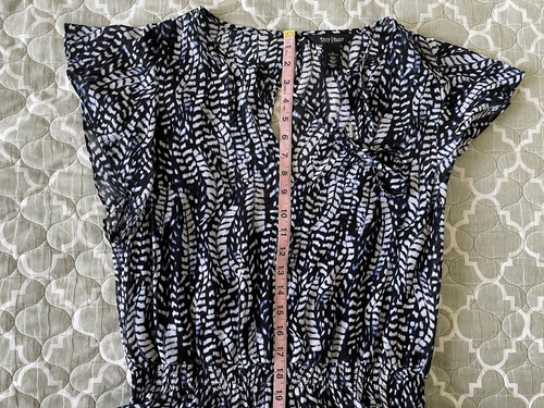 Maxi abito donna White House Black Market taglia L blu con volant manica corta - Foto 12 di 20