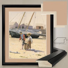 32"Wx38H": A BASKET OF CLAMS by WINLOW HOMER - DOUBLE MATTE, GLASS and FRAME