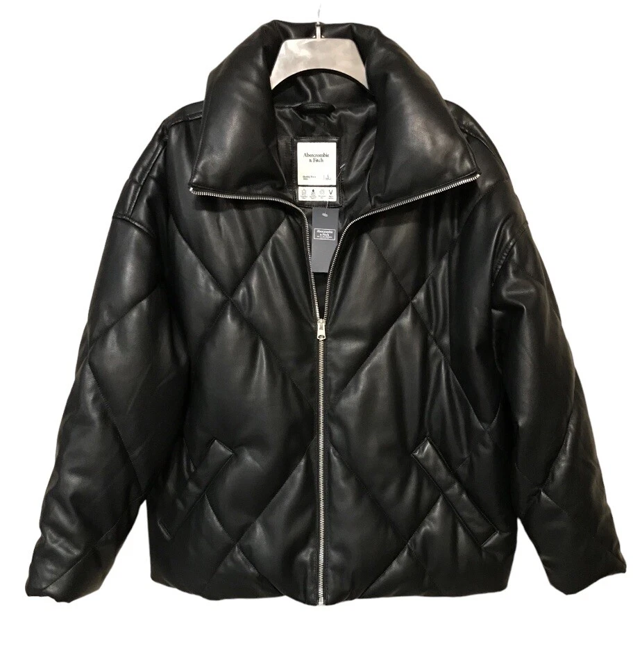 oversized vegan leather diamond puffer abercrombie