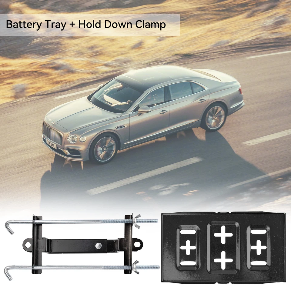 Adjustable Car Storage Battery Holder Tray + Hold Down Clamp Bracket Universal  - Imagem 3 de 4