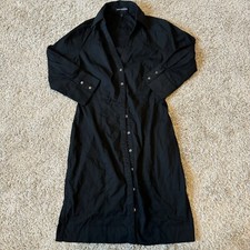 Express  Women Shirt Mini Dress Button Up Sz 2 Tunic 3/4 Sleeve Tweed Above Knee