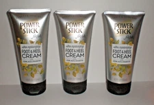 (3) POWER STICK FOR HER FOOT HEEL CREAM w JOJOBA ALOE SHEA BUTTER  4.5 OZ EACH
