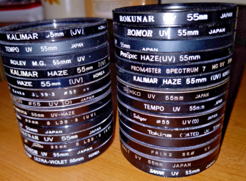55mm UV/Haze camera filters tamron,toshiba, and other various manufacturers