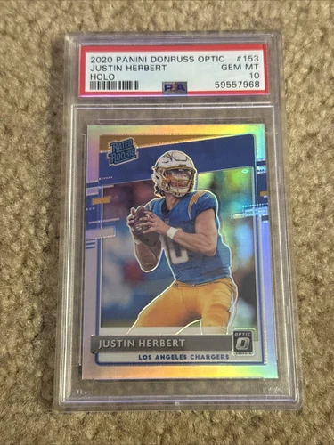 2020 Panini Donruss Optic Holo - Rated Rookies #153 Justin Herbert (RC) PSA 10