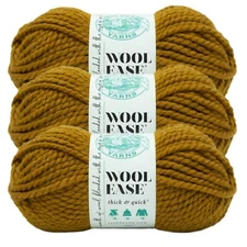 (3 Pack) Lion Brand Yarn 640-186J Wool-Ease Thick & Quick Bulky Yarn, Flax