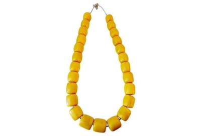 FABULOUS RARE LARGE  African AMBAR / AMBER YELLOW  25 beads 1'' 1/2 