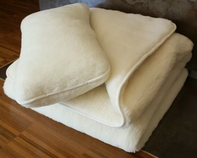 Wool Blanket Sheep Wool Merino Natural Fleece Blanket Queen Size Cozy Warm 86x86