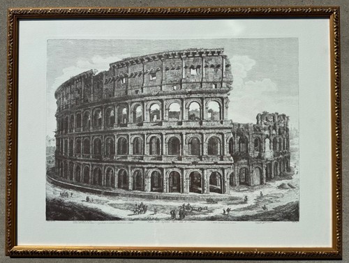 Rare Vintage Architectural Framed Print Engraving Rome Colosseum Italy Rossini - Picture 2 of 24