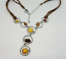 Lia Sophia Multi Strand Leather Y Necklace Adjustable 20 in STATEMENT 