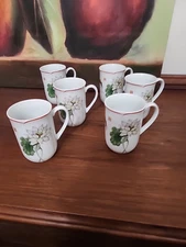 The Toscany Collection Lotus set of 6 Coffee Mugs Butterfly white Flower