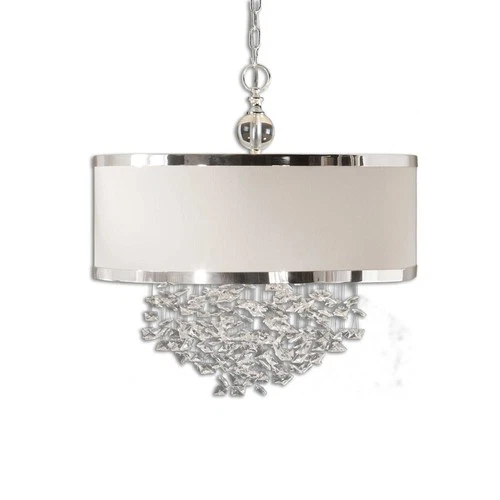 Fascination Drum Pendant 3 Light Antique White Linen     -Traditional - Picture 1 of 4