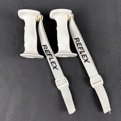 Pair of vintage REFLEX White Replacement Rubber Ski Pole Grips W/ Straps 18mm