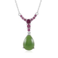 Cavill Silbercollier Tropfen Jade Rhodolith 5,26Ct 925 Sterlingsilber