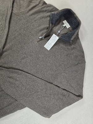Neiman Marcus L And F  Nano Cashmere 1/4 Zip Sweater Men's XXL Brown 