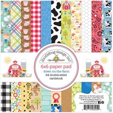 2 Pack - Doodlebug Double-Sided Paper Pad 6"X6" 24/Pkg-Down On The Farm,12 Desig
