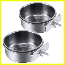 Parrot Feeding Cups Birds Food Dish Stainless Steel Parrot Feeders Water Cage...