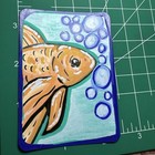 ACEO Original Art Card, Mini Mixed Media Painting of A Goldfish — photo 2
