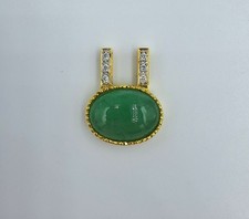 Kettenanh�nger Gold 18K 750er Gold mit Diamanten 0.06 ct  und einem Jadestein