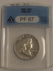 1960 Proof SILVER Franklin Half Dollar 50C ANACS Graded PF67 $90 Coin Book