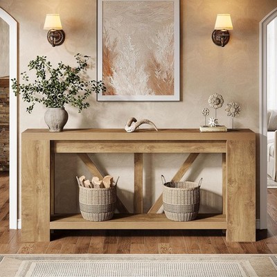 70.9'' Extra Long Console Table, Farmhouse Wooden Entryway Table with Storage