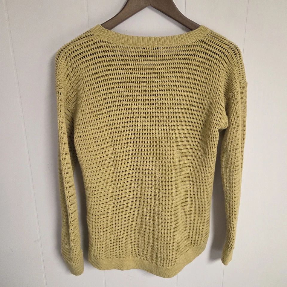 Suéter Madewell Tejido Abierto Delicado Crochet Cuello Redondo Dorado Amarillo Talla Pequeña Foto 2 de 4