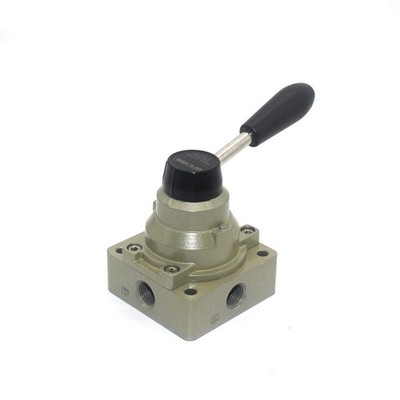 3 Position 4 Way Rotary Lever Hand Valve PT1/4 Pneumatic Air Flow Control Valve