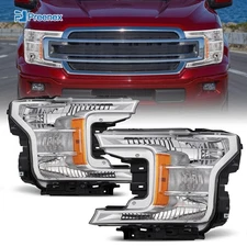 Preenex Pair For 2018 2019 2020 Ford F150 Pickup Truck Halogen Headlights Lamps