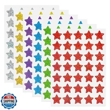 FINDAT 350 PCS Holographic Star Stickers 1 Inch Vinyl Multicolor Small Reward