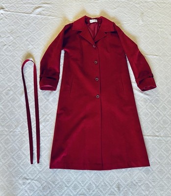 This Season Trend! Vintage Ultrasuede Trench Coat Ladies 10 Dusty Red Excellent
