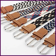 Unisex Knitted Braided Elastic Belt Adjustable Pin Buckle for Men  Women Jeans