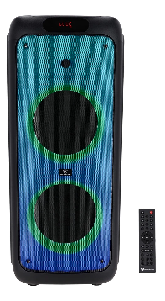 Rockville BASS PARTY 10 Dual 10" Portable Battery LED Party Bluetooth Speaker