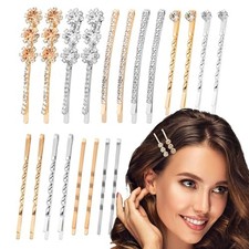 20 PCS Decorative Bobby Pins, Rhinestone Bobby Pins for Women Thin Hair with 5
