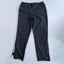 Vtg Y2K Nike Sweatpants Womens S Mini Swoosh Flared Wide Leg Black Fully Lined