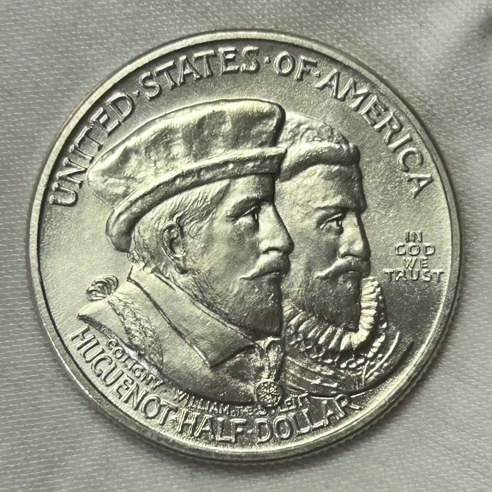 1924 Huguenot Walloon Classic Commemorative Half Dollar 50c Silver Coin - Image 3 of 4