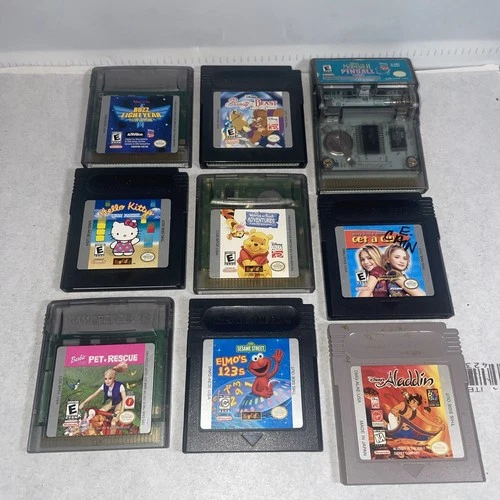 Nintendo Game Boy Games Lot Of 9 - Disney, Barbie, Hello Kitty, Sesame Street!