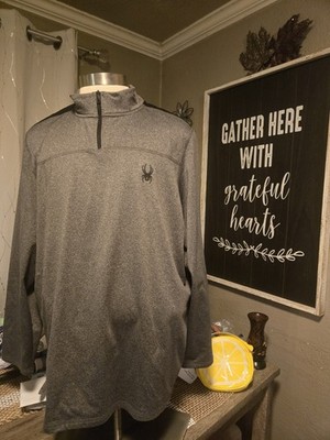 Spyder Active Shirt Mens XL Gray / Red 1/4 Zip Long Sleeve Mock Neck