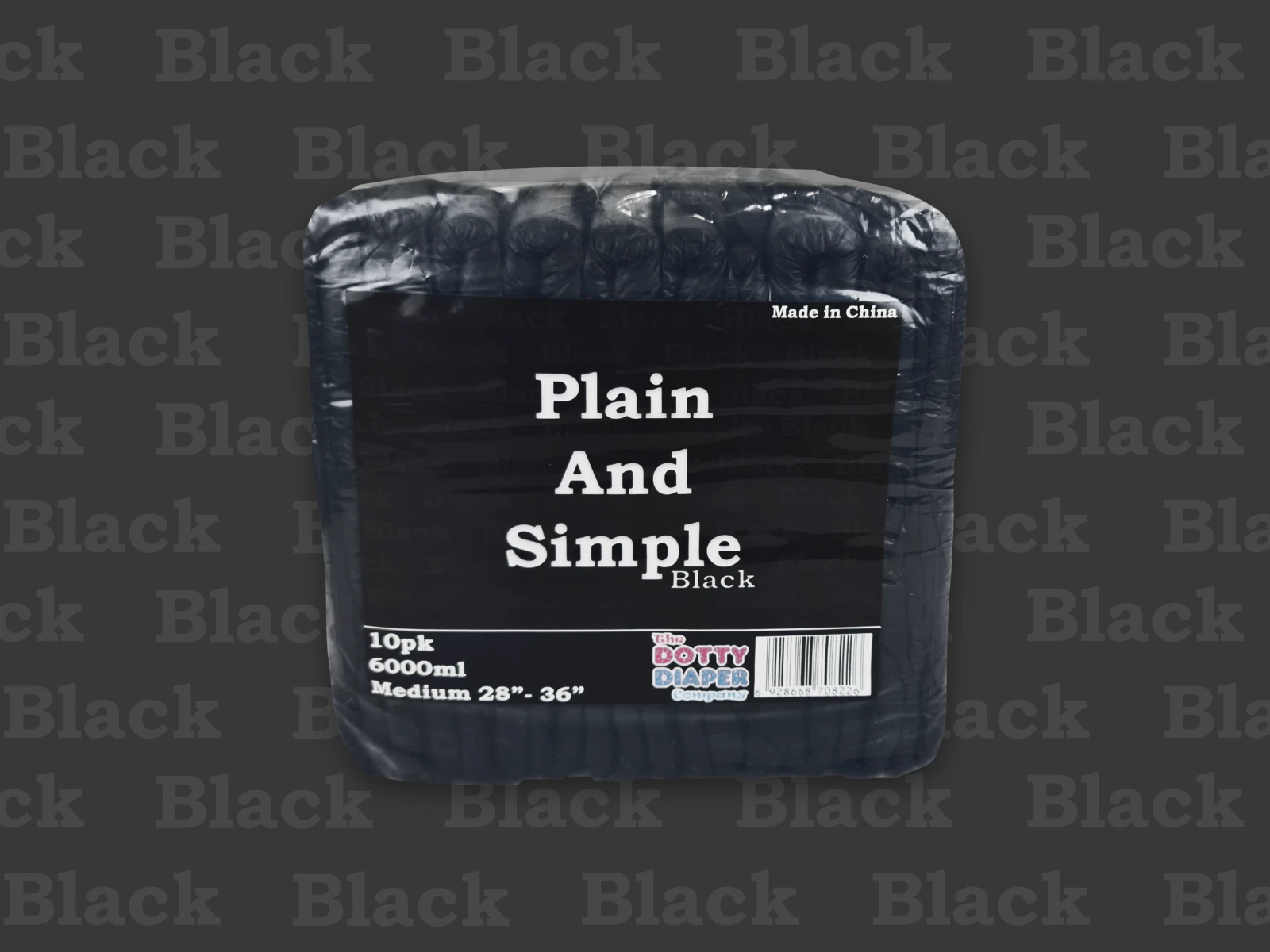 10x adult diaper Plain and Simple Black 6000ml, unisex, M, L XL