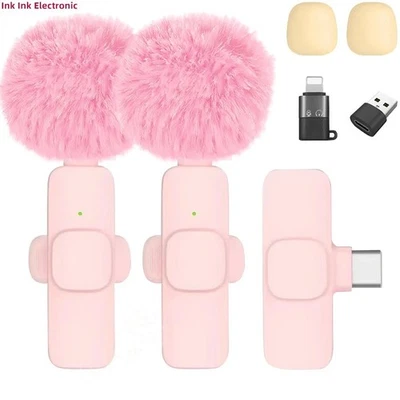 Wireless Lavalier Microphone Mini Clip Mic for iPhone Android PC Camera Live